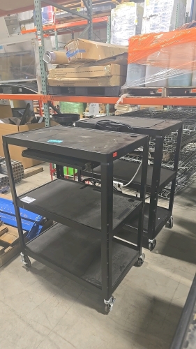 (2) ULine Work Carts w/ Power Strips - 32"x20"x42" (LxWxH)