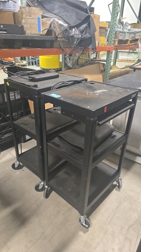 (2) ULine Work Carts w/ Power Strips - 24"x18"x40" (LxWxH)