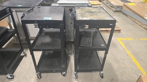 (2) ULine Work Carts w/ Power Strips - 24"x18"x40" (LxWxH)