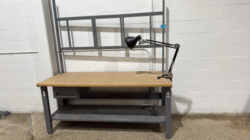 ULINE DELUXE WORKSTATION WITH COMPOSITE WOOD TOP, OVERHEAD AND LIGHT