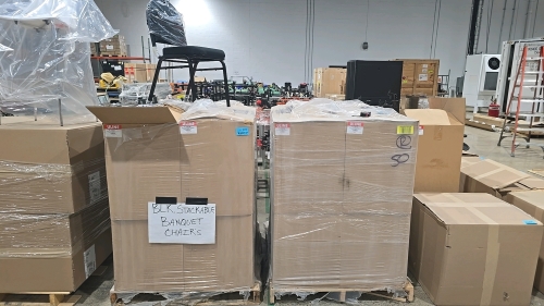(8) Boxes of (4) ULine Black Stackable Banquet Chairs - NEW IN BOX, UNUSED