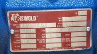 GRIWOLD PUMP, GRI -811-PUMP 20462866, M/3X2-10/S01D/40953/TE/CSB_S56175SSV+|X_B18378-252-21008, SERIAL NUMBER: 004235020 - 5
