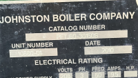 2018 Johnston Boiler Company #PFT J60-3G1 50S Natural Gas Boiler; 208V 60Hz 3~, 9.5A; 2,530 Max Gas - 14