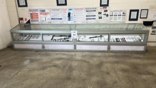 Glass/Aluminum Showcase, 16&rsquo;Ft Long x 25&rdquo; Wide x 37&rdquo; Height