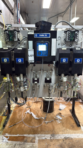 Graco ProMix PD Electronic Proportioner System, equipped with 4 pumps, Item type: Electronic Proportioner SystemMake: GracoModel: ProMix PDYear: 2019Serial Number: A0121SERIES: B19AMax Air Pressure: 7 MPa (100 psi)Max Temperature: 122&deg;F (50&deg;C)Control Syst