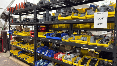 LOT ASST'D PVC Pipe Fittings and Valves, including Female Fittings, 90-degree, 45-degree, Union, NO RACKING, (LOCATION: PLANT 5, 48668 Alpha Dr, Wixom, MI 48393)
