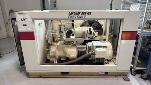 2007 GARDNER DENVER ELECTRA-SAVER II EBH99G12 Rotary Screw Air Compressor,, 79"L x 48"W x 50"H, HAS BEEN DISCONNECTED (MISSING COVERS),Item type: Rotary Screw Air CompressorMake: Gardner DenverModel: EBH99G12Year:2007Serial Number: S261200Horsepower: 40 