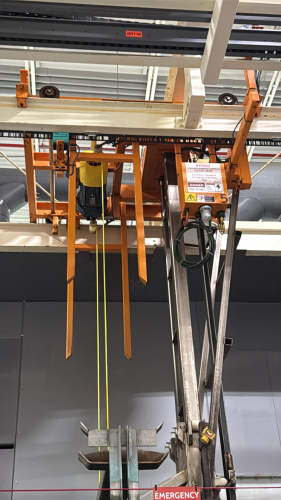 LOT PLASTIC CHROME PLATING LINE SIDE, OVERHEAD HOIST SYSTEM CONSIST OF: (8) OVERHEAD HOIST EACH WITH ALLEN-BRADLEY POWER FLEX 753 DRIVE AND APPROX. 230' FT LONG X 37' FT WIDE OF STRUCTURE WITH SIDE MEZZANINE AND (3) STAIRCASES (LOCATION: PLANT 5, 48668 