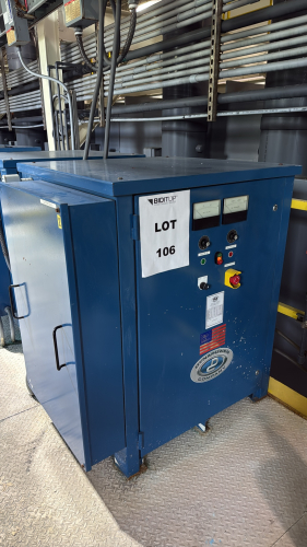 DYNAPOWER INDUSTRIAL RECTIFIER WITH POWER BOX Make: DynapowerSerial Number: 503320-001-004Input Voltage: 480 VoltsOutput Voltage: 12 VoltsInput Current (Amps): 62 AmpsOutput Current (Amps): 3000 AmpsINPUT Frequency (Hz): 60 HzINPUT Phase: 3Power Input (KV