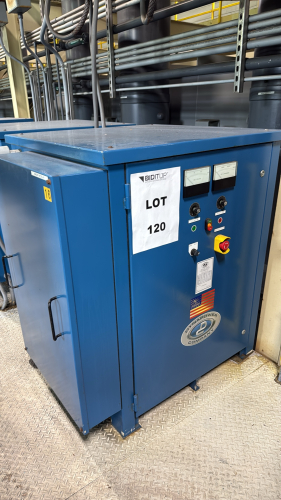 DYNAPOWER INDUSTRIAL RECTIFIER WITH POWER BOX Make: DynapowerSerial Number: 503320-001-007Input Voltage: 480 VoltsOutput Voltage: 12 VoltsInput Current (Amps): 62 AmpsOutput Current (Amps): 3000 AmpsINPUT Frequency (Hz): 60 HzINPUT Phase: 3Power Input (KV