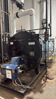 BURNHAM 3L-150-50-G-PF COMERCIAL BOILER WITH THE C4-G-25 POWER FLAME BURNER, AND BIOILER FEED TANK, APPROX. 14'FT LONG x 6'FT W (LOCATION: PLANT 5, 48668 Alpha Dr, Wixom, MI 48393)Item type: Industrial BoilerMake: Burnham