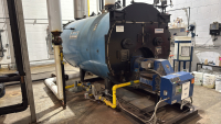 BURNHAM 3L-150-50-G-PF COMERCIAL BOILER WITH THE C4-G-25 POWER FLAME BURNER, AND BIOILER FEED TANK, APPROX. 14'FT LONG x 6'FT W (LOCATION: PLANT 5, 48668 Alpha Dr, Wixom, MI 48393)Item type: Industrial BoilerMake: Burnham - 3