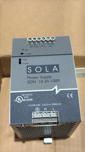 Emerson SOLA SDN 10-24-100P Power Supply, 24 VDC, 10 A, 115/230 VAC, (LOCATION: PLANT 5, 48668 ALPHA DR, WIXOM, MI 48393)