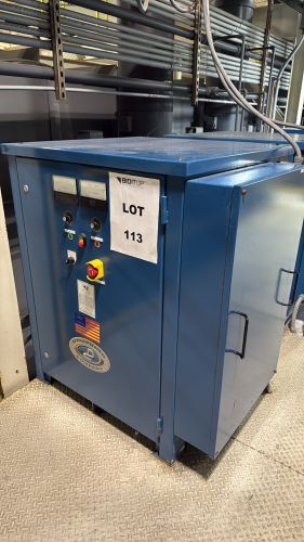 DYNAPOWER INDUSTRIAL RECTIFIER WITH POWER BOX Make: DynapowerSerial Number: 503320-007-001Input Voltage: 480 VoltsOutput Voltage: 8 VoltsInput Current (Amps): 48 AmpsOutput Current (Amps): 3000 AmpsINPUT Frequency (Hz): 60 HzINPUT Phase: 3Power Input (KVA