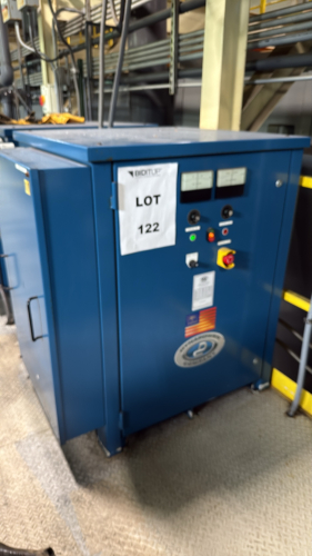 DYNAPOWER INDUSTRIAL RECTIFIER WITH POWER BOX Make: DynapowerSerial Number: 503320-001-001Input Voltage: 480 VoltsOutput Voltage: 12 VoltsInput Current (Amps): 62 AmpsOutput Current (Amps): 3000 AmpsINPUT Frequency (Hz): 60 HzINPUT Phase: 3Power Input (KV