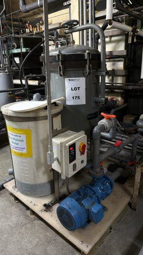 ANODE PRODUCTS CO, INC SLIM-LINE FILTRATION UNIT WITH CONTROL,, PUMP, AND TANK ON SKID, (LOCATION: PLANT 5, 48668 Alpha Dr, Wixom, MI 48393)