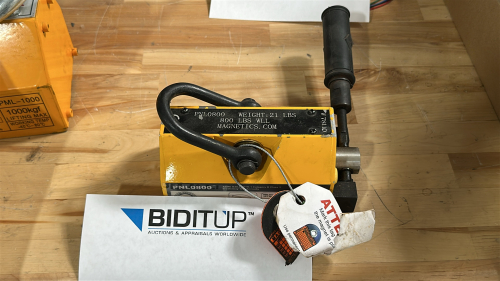 INDUSTRIAL MAGNETICS, INC., MAG-MATE POWERLIFT MAGNET, MAX LOAD: 400 LBS, MODEL: PNL0800, S/N: 900257