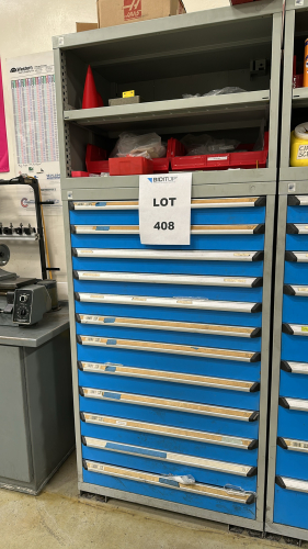 ROUSSEAU 9-DRAWER, DIMENSIONS: 35" x 24" x 84", TO INCLUDE: ALL CONTENTS: AB TOOLS, BORING BARS, METRIC TAPS, AMERICAN TAPS, REAMERS,