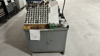 LOT OF ASSORTED LATHE TOOLING, W/ 2-DOOR METAL CABINET, TO INCLUDE: CONCENTRIC SPRING LOADED LIVE CENTERS, ASSORTED SIZED COLLETS, ROTARY CHUCKS, ETC.