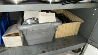 LOT OF ASSORTED LATHE TOOLING, W/ 2-DOOR METAL CABINET, TO INCLUDE: CONCENTRIC SPRING LOADED LIVE CENTERS, ASSORTED SIZED COLLETS, ROTARY CHUCKS, ETC. - 7