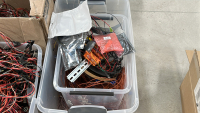LOT OF ASSTD CABLES AND PARTS FOR NEWWARE BATTERY TESTING SYSTEMS WITH (2) CARTS AND BINS - 4