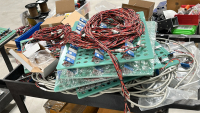 LOT OF ASSTD CABLES AND PARTS FOR NEWWARE BATTERY TESTING SYSTEMS WITH (2) CARTS AND BINS - 6