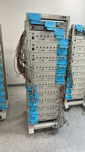 NEWARE PORTABLE BATTERY TESTING SYSTEM RACK, DIMENSIONS: 23" x 22" x 72", MODEL: 518049