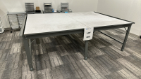 STEEL FRAME WOOD TOP WORK TABLE, DIMENSIONS: 102" x 72" x 33"
