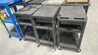 LOT OF (4) ASSORTED ULINE MOBILE PLASTIC AV CART, DIMENSIONS: (3) 27" x 18" x 34", (1) 24" x 20" x 42" - 2