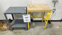 LOT OF (2) ASSORTED STEEL FRAME WORK TABLES, DIMENSIONS: (1) 26.5" x 13.5" x 33", (1) 24" x 18" x 30"