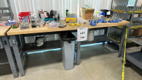 ULINE STEEL FRAME WOOD TOP WORKBENCH, DIMENSIONS: 96" x 36" x 37"<br/>(TABLE ONLY - CONTENTS NOT INCLUDED)