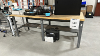 ULINE STEEL FRAME WOOD TOP WORKBENCH, DIMENSIONS: 96" x 36" x 38"<br/>(TABLE ONLY - CONTENTS NOT INCLUDED)