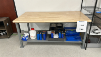 ULINE STEEL FRAME WOOD TOP WORKBENCH, DIMENSIONS: 72" x 36" x 34",<br/>(TABLE ONLY - CONTENTS NOT INCLUDED)