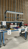 IAC HEAVY-DUTY STEEL WORK BENCH W/ MOUNTED LIGHT, DIMENSIONS: 72" x 36" x 88" <br/>(TABLE ONLY - CONTENTS NOT INCLUDED)