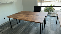 OFFICE LOT OF (3) WOOD TOP OFFICE TABLES, DRY ERASE BOARD W/ EASEL, OFFICE CHAIR, ETC.
