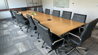 CONFERENCE TABLE (16' x 4' x 28"), (15) CONFERENCE CHAIRS, & WOOD TOP TABLE (74" x 25.5" x 29"), - 2
