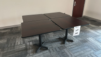 <p>LOT OF (4) WOOD TOP TABLES, DIMENSIONS: 3' x 3' x 29"</p>