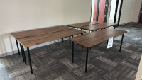 LOT OF (5) ASSORTED WOOD TOP OFFICE TABLES, DIMENSIONS: 74" x 25.5" x 29"