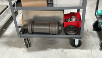 RACK WITH ASSORTED ITEMS TO INCLUDE: ASSORTED SPARE FICTURES, POWER SUPPLY, SPRINGS, VALVES, ETC. - 2