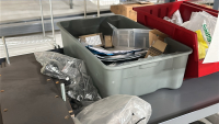 RACK WITH ASSORTED ITEMS TO INCLUDE: ASSORTED SPARE FICTURES, POWER SUPPLY, SPRINGS, VALVES, ETC. - 4