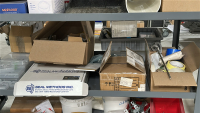 RACK WITH ASSORTED ITEMS TO INCLUDE: NOCTUA FAN, HOSING, ULINE STANDARD RESPIRATOR, ENVIRONMENTAL TEST CHAMBERS, ASSORTED TAPES, BRACKETS, ETC. - 3