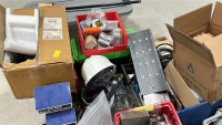 LOT OF (2) PALLETS OF ASSORTED HARDWARE, TO INCLUDE: 30 GA. WIRE SPOOLS, ELECTRICAL WIRE CONNECTORS, LITHIUM ION BATTERIES, ULINE FOAM EARPLUGS, MASONRY SCREW SCREW ANCHORS, ETC. - 5