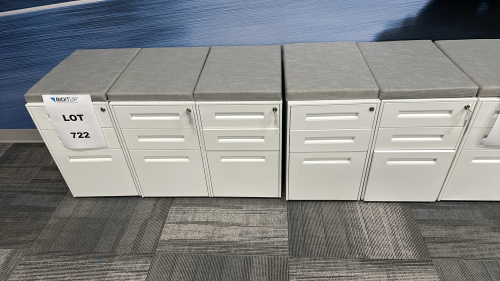 LOT OF (5) 3-DRAWER CUSHIONED TOP STORAGE CABINETS, DIMENSIONS: 20" x 14.5" x 25.5"