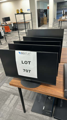 LOT OF (5) ASSORTED DISPLAY MONITORS, (4) SPECTRE 28" MOUNTED LCD DISPLAY MONITORS, MODEL: E278W-FPT8QO8J38LA, (1) LG 28" LCD DISPLAY MONITOR, MODEL: 27MP450-B, S/N: 211NTNH92271