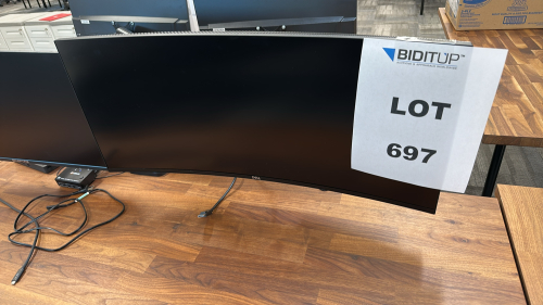 LOT OF (2) ASSORTED DISPLAY MONITORS, TO INCLUDE: DELL 32" MOUNTED CURVED 4K UHD ULTRA-THIN DISPLAY MONITOR (MODEL: U3421WE), (1) SPECTRE 28" MOUNTED DISPLAY MONITOR