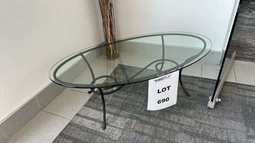 LOT OF (1) GLASS TOP COFFEE TABLE, DIMENSIONS: 49" x 25" x 16"