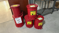 LOT OF (6) ASSORTED JUSTRITE METAL WASTR CANS, TO INCLUDE: ASSORTED SIZES