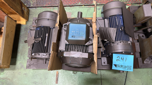 (1) Sumitomo 3 HP 1~ Induction Motor. (1) Sumitomo 4 HP Induction Motor. (1) ABB IE2 Induction Motor.