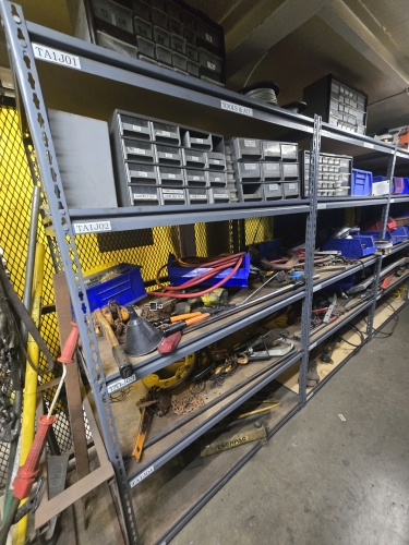 (2) Sections of Shelving and Contents - Tools, Parts, etc.