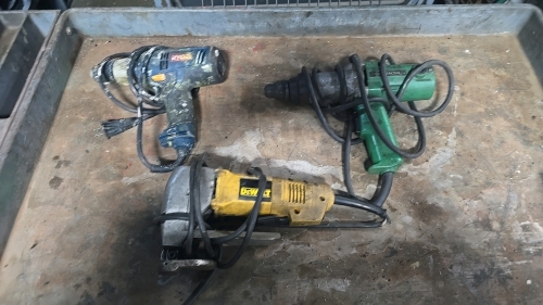 Misc. Corded Tools Lot - Ryobi Drill, Hitachi Rivet Gun, Dewalt Gauge Shear